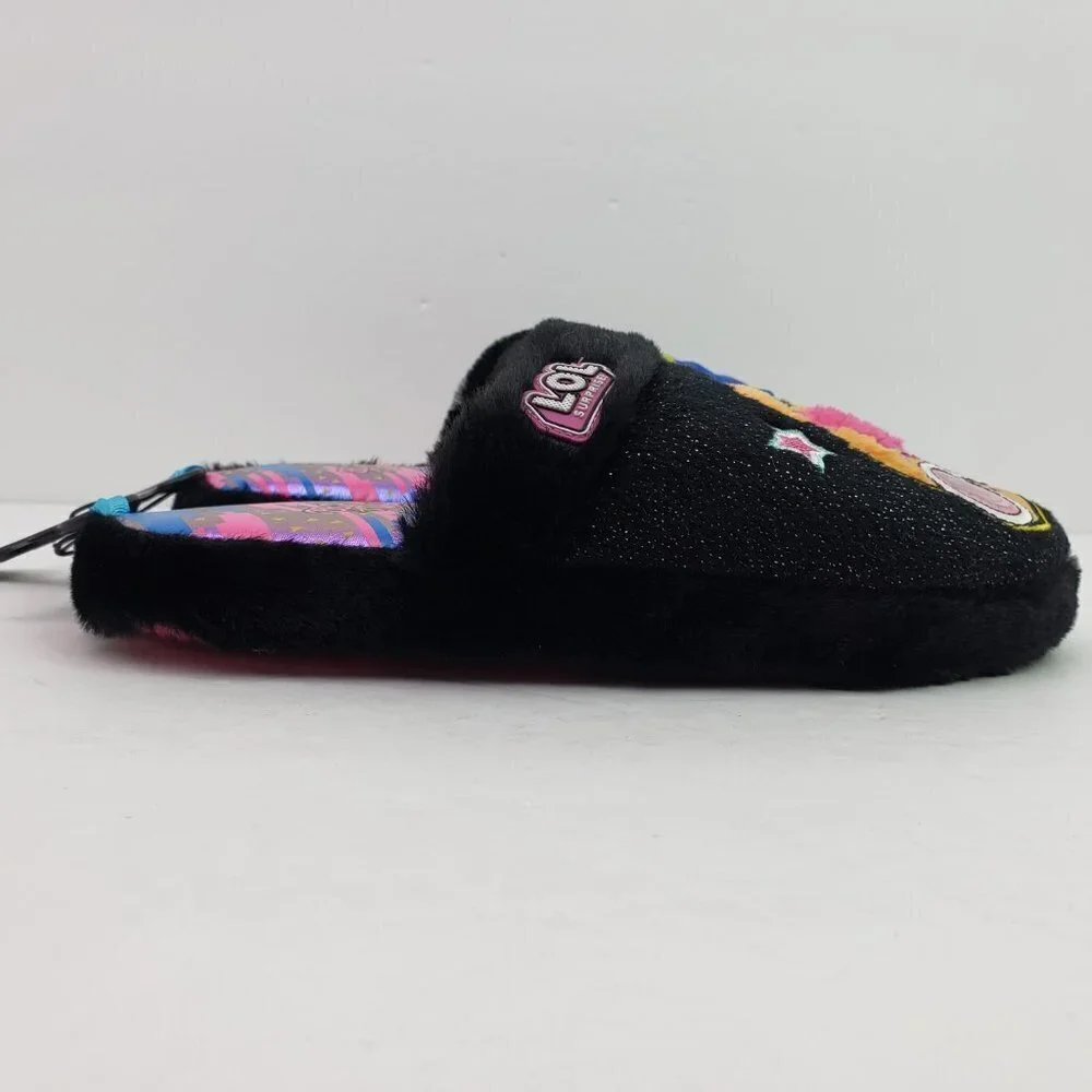 LOL Surprise BBs Run The World Girls Size 2/3 Black Pink Comfy Slip On Slippers